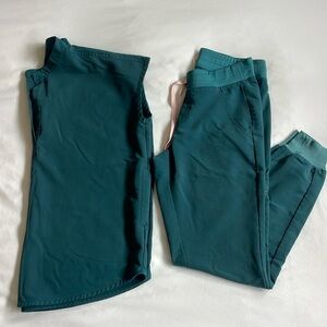 FIGS *SET* Caribbean Blue Zamora Pants XS &  Rafaela - Mandarin Collar Top S